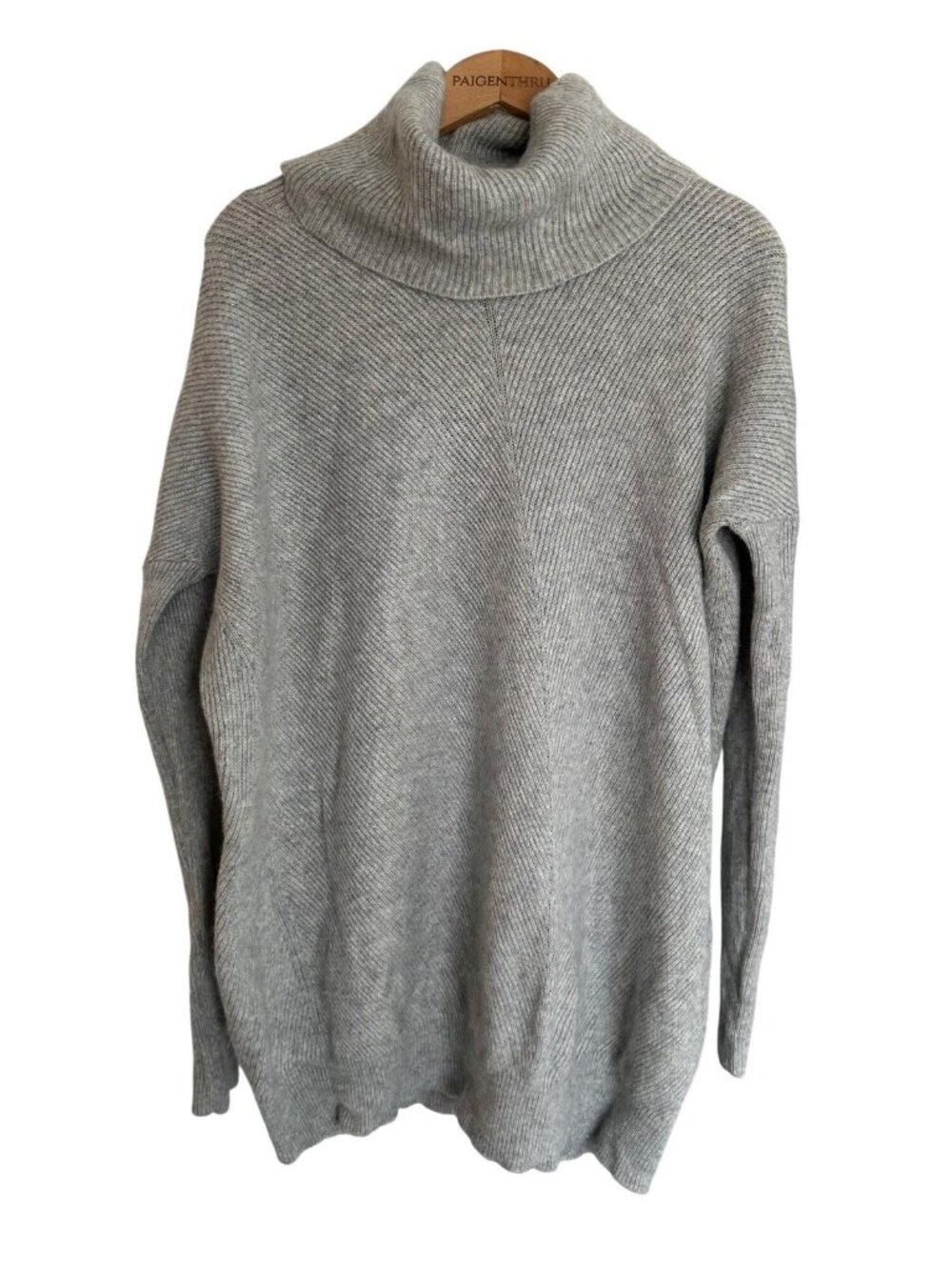Vince‎ Womens LG Gray Wool Cashmere Turtleneck Sweater Oversized Old Money